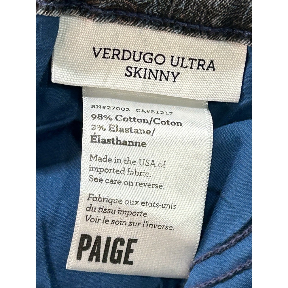 Paige Verdugo Ultra Skinny Jeans Womens Sz 29 Blue Paisley Stretch Beach Walking - Picture 7 of 12